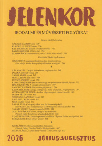 Jelenkor - Irodalmi és művészeti folyóirat - 2026. július-augusztus